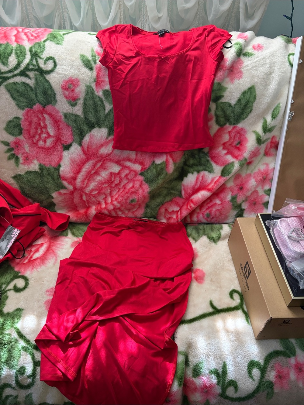 Streetwear Society Red Maxi Skirt Set